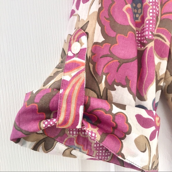 3/$20 Ann Taylor Woven Button Down Floral -14 - Picture 4 of 7